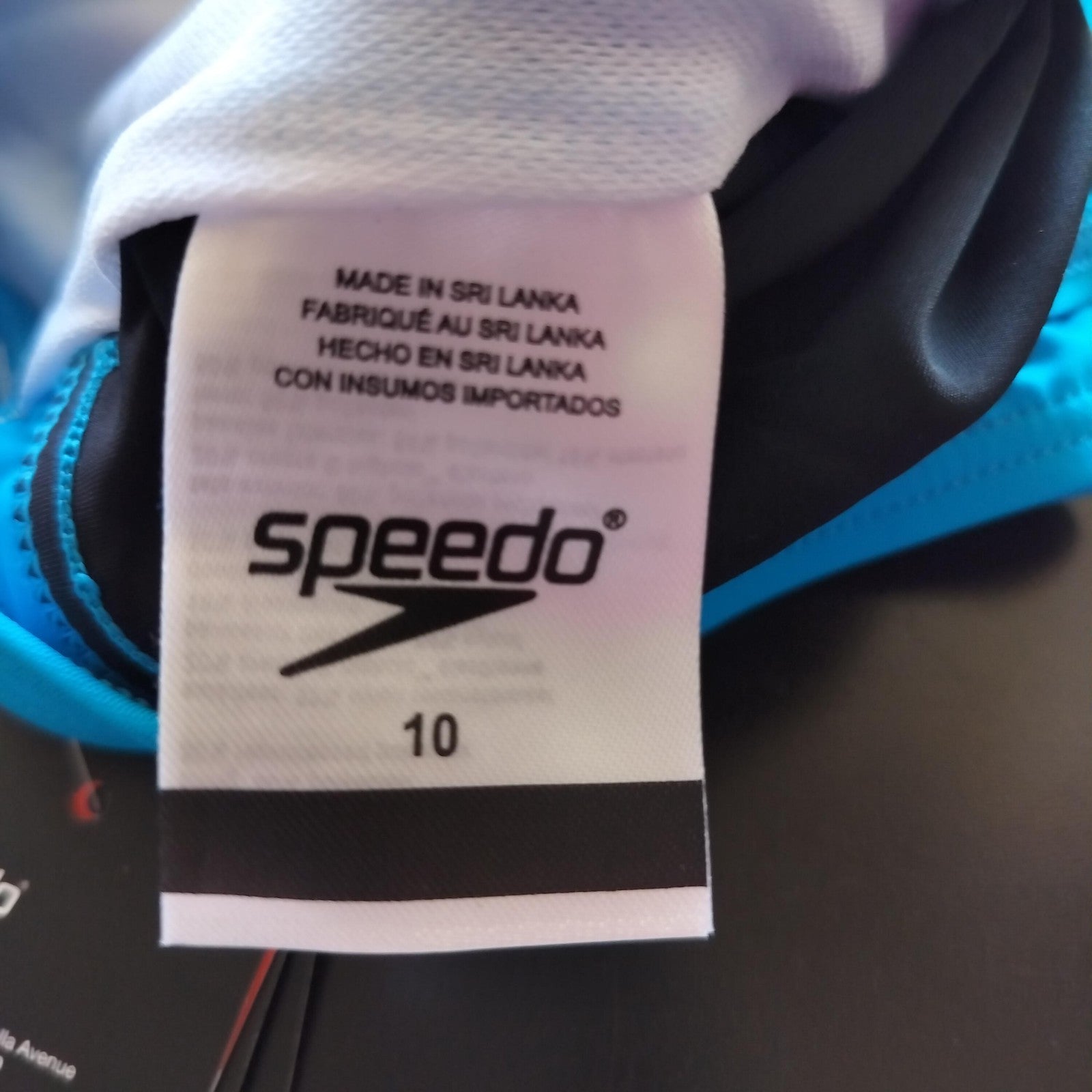 NWT Speedo Girls Mesh Thick Strap One Piece Black Blue Size 10